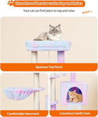 FISH&NAP Cute Cat Tree Kitten Cat Tower for Indoor Cat Condo Sisal Scratching Posts with Jump Platform Cat Furniture Activity Center Play House Rainbow | FISH&NAP For Indoor with Jump Platform Activity Center Rainbow
