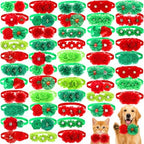 50 Pcs Christmas Dog Bow Bulk for Small Medium Dog Flower Collar Bow by Solsew