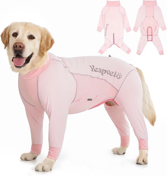 Dog Sun Protection Cooling Suit UPF 50+, Quick-Dry Breathable Jumpsuit for Large & Medium Dogs, Outdoor Dirt-Resistant Shedding Control Pet Apparel (Blush Pink, 6X-Large)