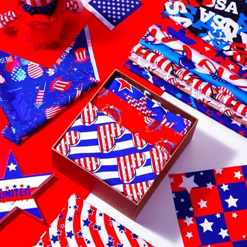 100 Pcs Dog Bandanas Bulk 4th July Patriotic Triangle Bibs M - Image 3