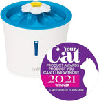 Catit LED Flower Fountain with Triple Action Filter, 3 L, Blue | Cat Drinking Water Fountain