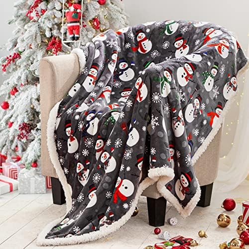 Touchat Sherpa Christmas Throw Blanket, Fuzzy Fluffy Soft Cozy Blanket, Fleece Flannel Plush Microfiber Blanket for Couch Bed Sofa (50" X 60", Snowman) by TOUCHAT