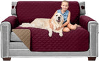 Sofa Shield® Couch Loveseat Covers for Dogs, Reversible Furniture Protector with Strap, Stain and Tear Resistant Cushion Cover, 54 inch Seat, Machine Washable Slipcover Pets, Cats, Burgundy Tan