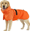 BRKURLEG Dog Raincoat, Waterproof Rain Jacket with Hood, Orange, XXXL | Adjustable Windproof Rainproof Jacket with Leash Hole, Reflective Breathable Rain Coat Poncho, for Small to Large Dogs