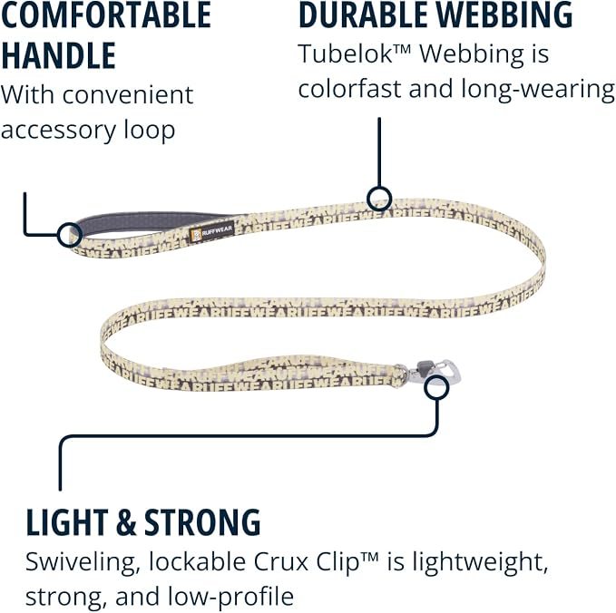 Ruffwear, Front Range Dog Leash, 5 ft Lead with Padded Handle for Everyday Walking, Mountains Logo