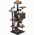 FDW | 54" Cat Tree Tower | Purple Gray | Multi-Level Indoor Activity Center with Sisal Scratching Posts, Condos, Plush Perches, Hanging Cat Toys | Sturdy, Easy to Assemble | for Kittens & Adult Cats
