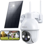 2K Solar Security Cameras Wireless Outdoor, 360°PTZ Outdoor Camera | Battery Powered, Color Night Vision, 2-Way Audio, PIR+AI Motion Detection, IP66 Waterproof, Work with Alexa&Google Assistant