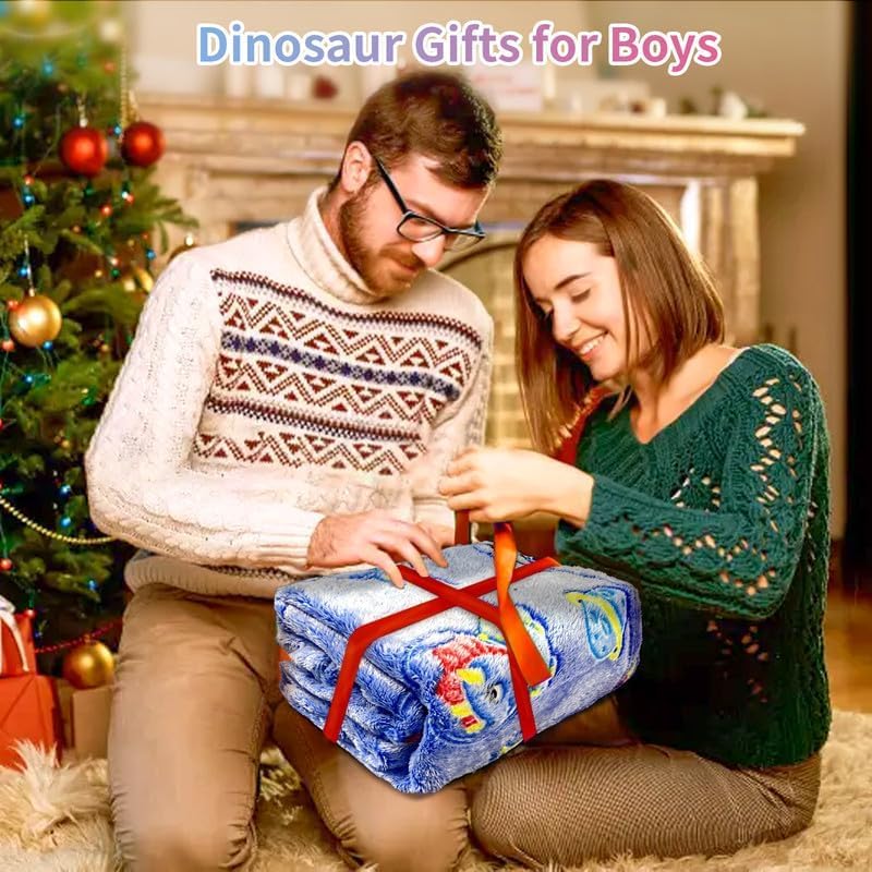 Personalized Dinosaur Blanket for Boys - Glow in The Dark, Soft Fleece Throw for Kids, Toddlers - Birthday Gift, 30"x 40" - Image 6