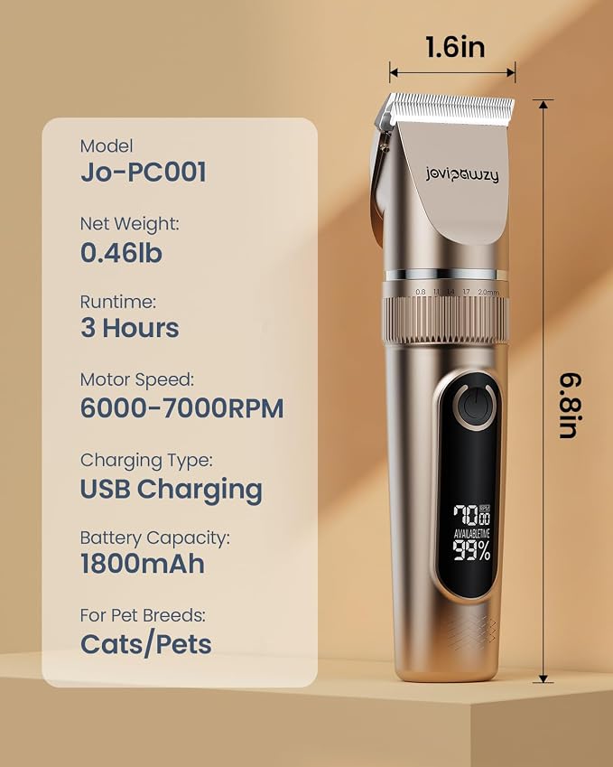 Cat Clippers for Matted Long Hair,Cordless Cat Grooming Kit | Low Noise,2 Speed,Rechargeable,4 Hours Long Battery Life,Removable Ceramic Blade,Cuts Thick Mats,For Cats and Pets