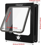 CEESC X-Large Cat Door for Interior/Exterior, for Pets <24.8", Black | Rotary 4-Way Lock, Weatherproof, Fits doors 1.26-2.14", Adjustable tunnel depth, Upgraded version