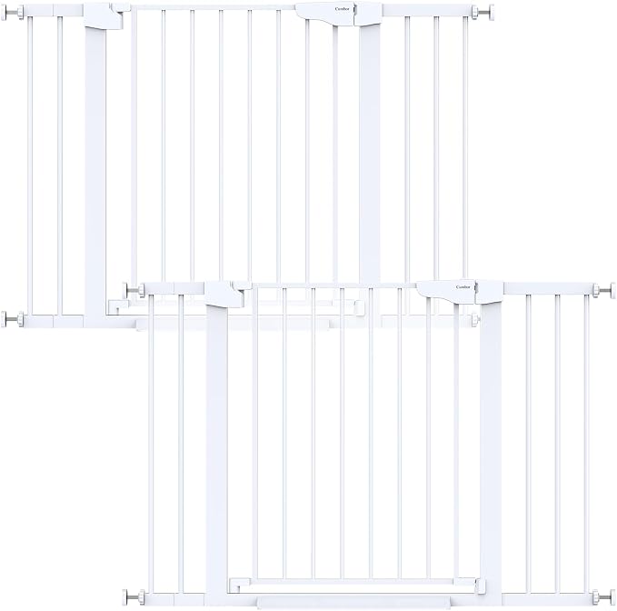 Cumbor 2 Pack 30-46" Baby Gate for Stairs, Mom's Choice Awards Winner-Auto Close Dog Gate for doorways, Easy Install Pressure Mounted Pet Gates Indoor, Easy Walk Thru Wide Safety Gate for Dog, White