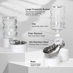 RIZZARI 6.5L Stainless Steel Dog Water Dispenser:Anti Spill for Medium Dogs | Stainless Steel Bowl / No Electricity / Gravity Auto Refill / Stable Base / Easy Cleaning / Home Use