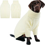 IECOii XXL Dog Sweater,Thermal Knit Big Dog Sweater with Sleeve,Pet Turtleneck Doggy Sweatshirt for Extra Large Dogs Boy Girl,Stretchy Large Dogs Cold Weather Outfit Pitbull Clothes,(White,XXL)