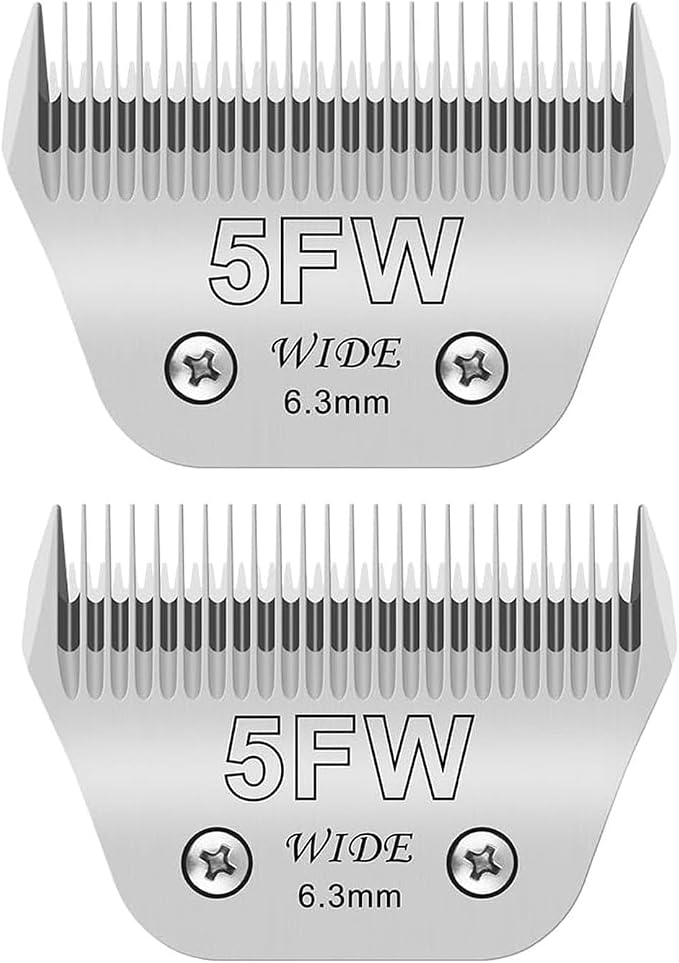 5FW Wide Blades for Dog Grooming Blades Compatible with Andis Clipper | Compatible with Oster A5,Wahl km10 Dog Clippers,Size-#4FC, 3/8-Inch Cut Length (9.5mm),2-Pack