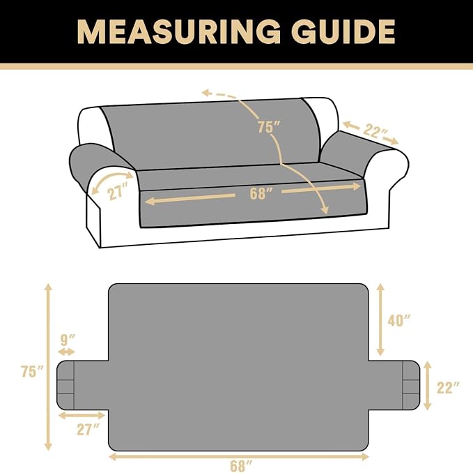 100% Waterproof Couch Cover for 3 Cushion Couch Sofa Pet Friendly Non-Slip Couch Cover for Dogs Washable Water Resistant Furniture Protector with Elastic Straps(Sofa 68", Lily Pad)