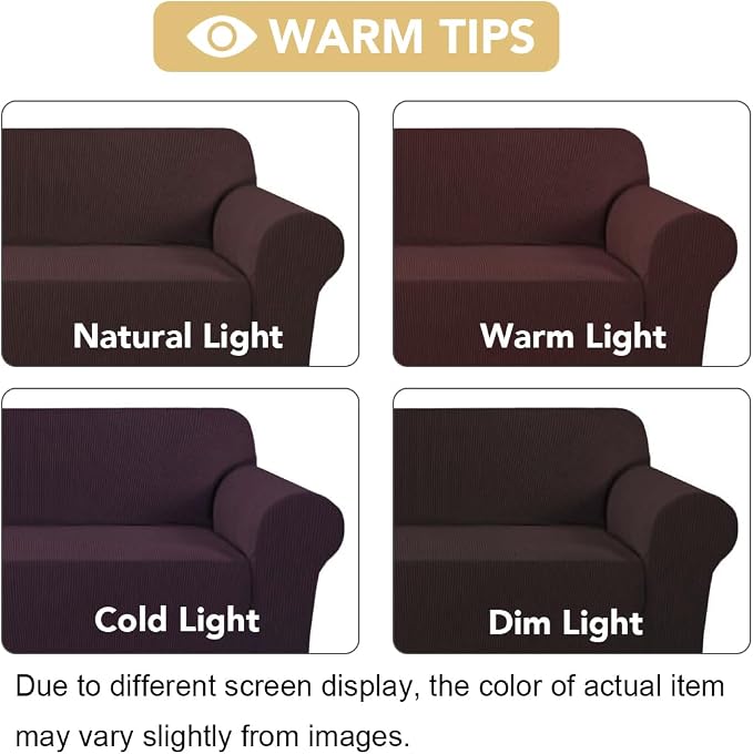 H.VERSAILTEX Stretch Couch Covers for 3 Cushion Couch Sofa Pet Friendly Soft Covers for Couches Feature Thick Checked Jacquard Fabric with Elastic Bottom, Sofa Large - Chocolate