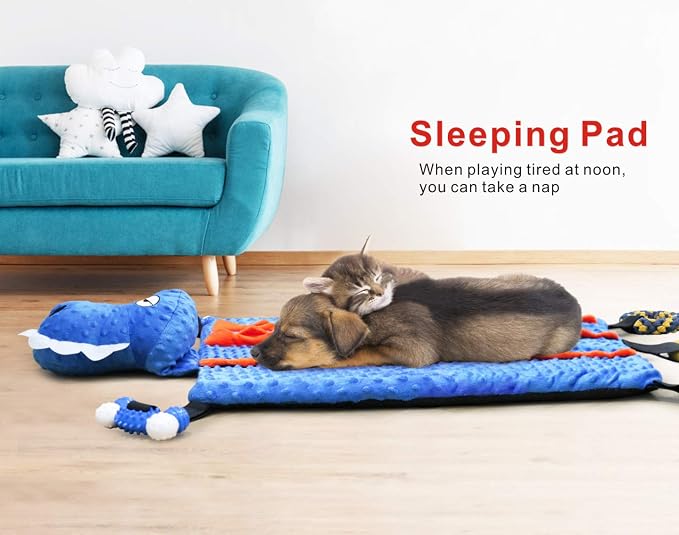 Idepet Dog Play Mat,Puppy Toy Mat with Chew Toys Multiple Dog Puzzle Interactive Toy Pet Playing Mat for Small Medium Dogs Cats,All-in-One (Crocodile) | Dog Puzzle,Interactive Toy Pet Bed,for Small Medium Dogs Cats,All in one