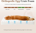 Extra Large Orthopedic Dog Crate Bed with Waterproof Lining | Egg crate foam for joint support. Soft plush surface. Non-slip bottom. Removable & machine washable cover. OEKO-TEX certified
