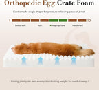 Large Orthopedic Dog Crate Bed with Waterproof Lining | Egg crate foam for joint support. Soft plush surface. Non-slip bottom. Removable & machine washable cover. OEKO-TEX certified