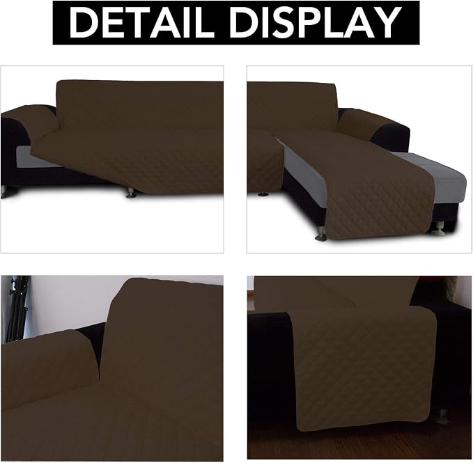 Easy-Going Reversible L-Shape Sectional Couch Cover, X-Large, Coffee/Coffee | Soft Sofa Slipcover For Dogs, Fits Left/Right Chaise Lounge Protector, Water Resistant Mat For Living Room