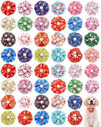 PET SHOW 50 Pack Christmas Dog Collar Flowers and Bows Bulk Random Assorted Xmas Small Medium Large Dogs Girl Boy Cats Attachments Slide on Collars Harness Pet Costume Grooming Accessories by PETSHOW