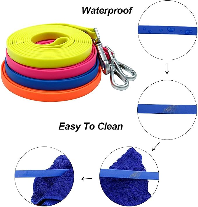 Waterproof Long Dog Leash Recall Training Lead 5 10 16 30 50 Foot for Large Medium Small Dogs Outdoor Training Walking Playing and Camping