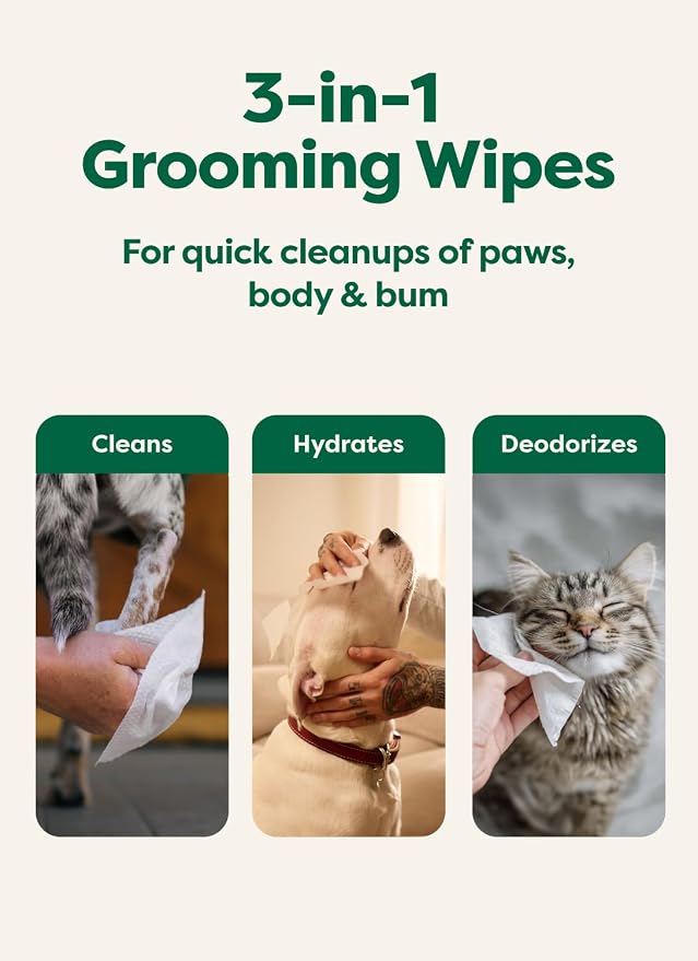 Earth Rated Dog Wipes for Paws & Butt, Deodorizing, Unscented, 200ct | Hypoallergenic, 3-in-1 Cleaning and Hydrating, for Grooming Paws, Body and Butt