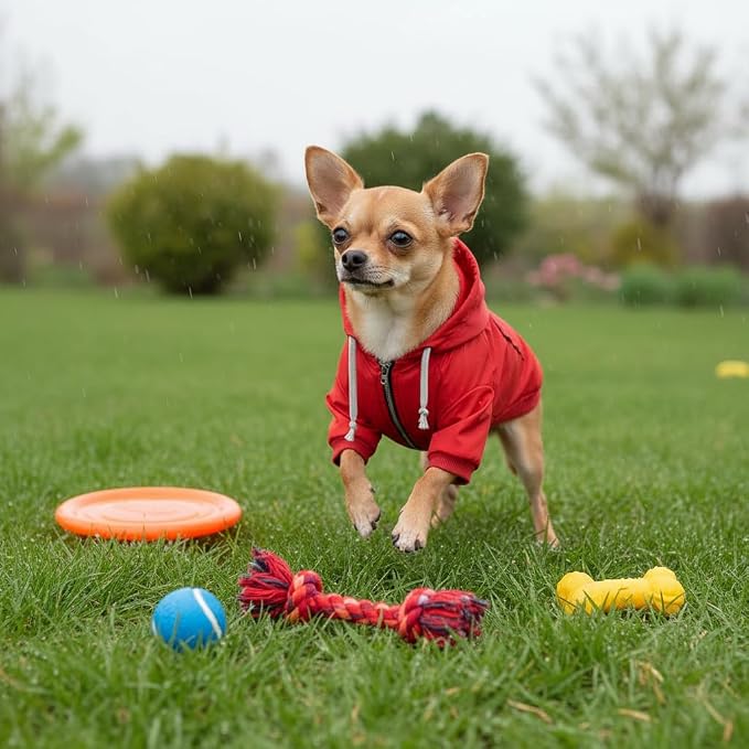 Dog Raincoat rain Jacket Raincoat Dogs Waterproof Small Medium Breeds Zip Closure Storage Pocket Harness Hole Red L