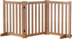 Wooden Freestanding Foldable Dog Gate, 24 Inch Height 3 Panel Pet Gate No Drill for Doorways Stairs, Fully Assembled Indoor Puppy Fence (Brown, 60" W x 24" H)