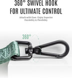 Fei & Eve Classic Dog Leash | Soft-Touch 210D Nylon, Dual Padded Handles, Traffic Handle, Tangle-Free, Heavy Duty, Glacier Green, 4FT