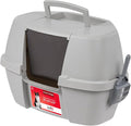 IRIS USA Large Corner Cat Litter Box, Space Saver, Gray | Discreet Locations, Compact Triangle Shape, 90-Degree Design, Triangular Footprint, Odor Defensive, Hidden Placement