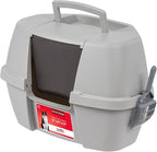 IRIS USA Large Corner Cat Litter Box, Space Saver, Gray | Discreet Locations, Compact Triangle Shape, 90-Degree Design, Triangular Footprint, Odor Defensive, Hidden Placement