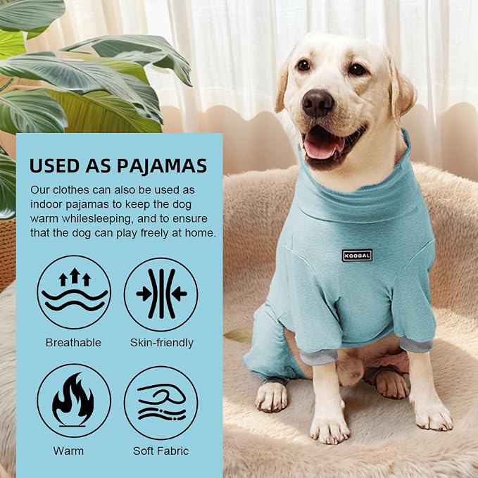 Dog Pyjamas PJS Sweater Clothes and Home Clothing Suitable for Large to Giant Breeds of Dogs, Dog Surgery Recovery Suit, Extra-Large Stretch Fabric, Four-Legged Clothes (Thin Blue, 6XL)