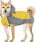 IECOii Dog Raincoats for Large Dogs,Waterproof Large Doggy Rain Jacket with Hood,Reflective Breathable Pet Rain Coat with Hood,Ideal for Adventures, Walking, Hunting in Dark,Yellow,XL