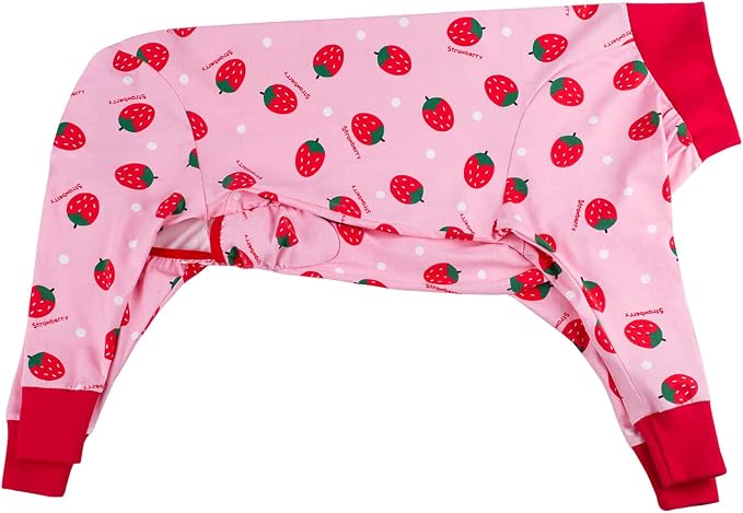 Dog Recovery Suit After Surgery Female Male, Medium Large Dog Neuter Shirt Cone Alternatives Prevent Licking Surgical Onesies (Strawberry, XL)