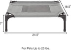 Elevated Dog Bed - 24.5x18.5-Inch Portable Pet Bed with Non-Slip Feet - Indoor/Outdoor Dog Cot or Puppy Bed for Pets up to 25lbs by PETMAKER (Gray)
