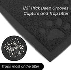 Andalus Large Cat Litter Mat, Pack of 2 - Waterproof, Non-Slip & Easy to Clean Cat Litter Box Mat for Extra Efficient Pet Litter-Trapping, Black (30” X 18”)