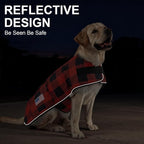 BEAUTYZOO Dog Winter Coat for Large Dogs Waterproof, Warm Reflective Great Dane Oxford Canvas Jacket, Fleece Dog Cold Weather Coats Windproof for Female Male Dogs, Red Plaid L