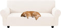 XINEAGE Stretch 3 Seater Slipcover, Non-Slip Pet Couch Cover,Beige White | Washable Furniture Protector, Elastic Bottom, Dogs & Cats Friendly, Scratch-resistant, Fast Setup, High Elasticity