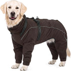 Kuoser Waterproof Hooded Dog Raincoat, Full Body Coverage, Brown 2XL | Heavy-duty waterproof material blocks rain thoroughly, Ergonomic fit for free movement, Built-in Harness, reflective strips