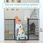 Fairy Baby Extra Tall Baby Gate Stand 38" Tall, 70.9"-76.3" Extra Wide Large Safety Child Gates for Doorway, Metal Auto Close Dog Gate for House, Stair Gates for Kids or Pets No Drilling, Black