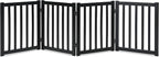 LZRS Wooden Free Standing Dog Gate 80" W x 24" H, Foldable Solid Hardwood Pet Safety Fence for House Doorways, Stairs, Hallways, Step-Over Pet Barrier, No Drill Easy Setup, Black