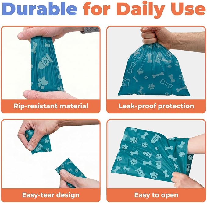 Best Pet Supplies Poop Bags for Dogs - Turquoise, 240 Count | Scented, Leak-proof, Easy-Tear perforations, 15 Thick Bags per roll, Outdoor Walking & Travel, Fits Standard Holders