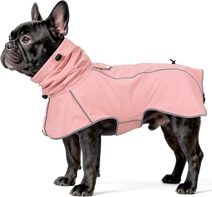 Reflective Dog Raincoat, Windproof & Waterproof Dog Rain Jacket, Adjustable Hooded Pet Poncho with Leash Hole for Small, Medium, Large Dogs(S-2XL) (Pink, Medium)