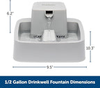 PetSafe Oasys Pet Fountain, 1/2 Gallon (64 oz), Small Dogs & Cats | Adjustable Water Flow, Whisker-Friendly Tray, Dishwasher-Safe, Replaceable Carbon & Foam Filters Included