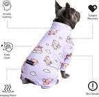 Spark Paws Dog Pajama, Dog Recovery Suit Male, Onesie, Ultra-Soft and 4-Way Stretch, for Small Medium and Large Breeds - When Pigs Fly - Purple - 5XL