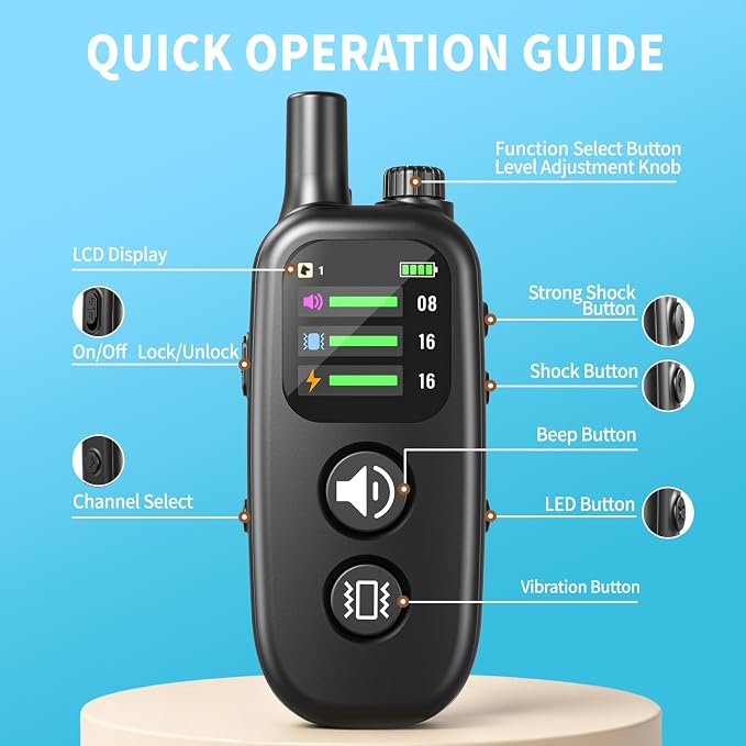 Small Dog Training Collar with Remote - Humane Dog Shock Collar with Beep, Vibration & Safe Shock Modes, 1000ft Range, Waterproof Rechargeable Bark Control Collar for Small Dogs, Black