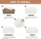 Easy-Going 100% Waterproof Oversized Loveseat Cover, Couch Cover for Sofa | Dual Waterproof Sofa Cover, Stretch Jacquard Sofa Slipcover, Leakproof Furniture Protector for Kids Pets Dog, Cream