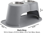 WeatherTech Double High Pet Feeding System - Elevated Dog/Cat Bowls - 14 inch High Dark Grey (DHC9614DGDG)
