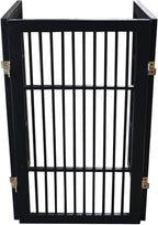 Urnporium Pet Dog Gate Freestanding, Strong Durable Folding Wooden Fence, Portable Acacia Hardwood Safety Barrier for Indoor & Outdoor Use (Black Pet Gate, 3 Panel 30" Tall)